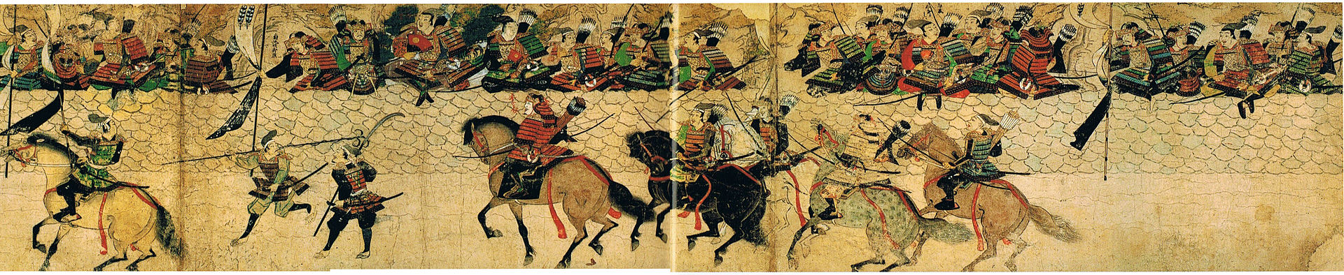 Painted scroll depicting the Kyūshū samurai fending off the Mongol army