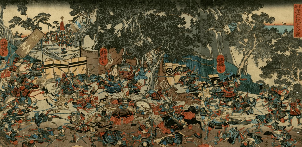 The Eastern and Western armies facing off in the Ōnin war