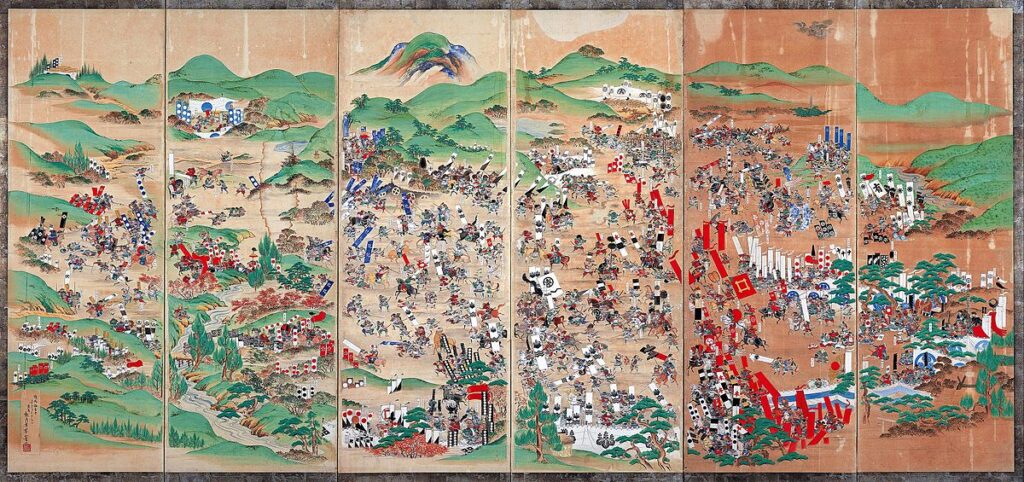 A folding screen depicting the battle of Sekigahara