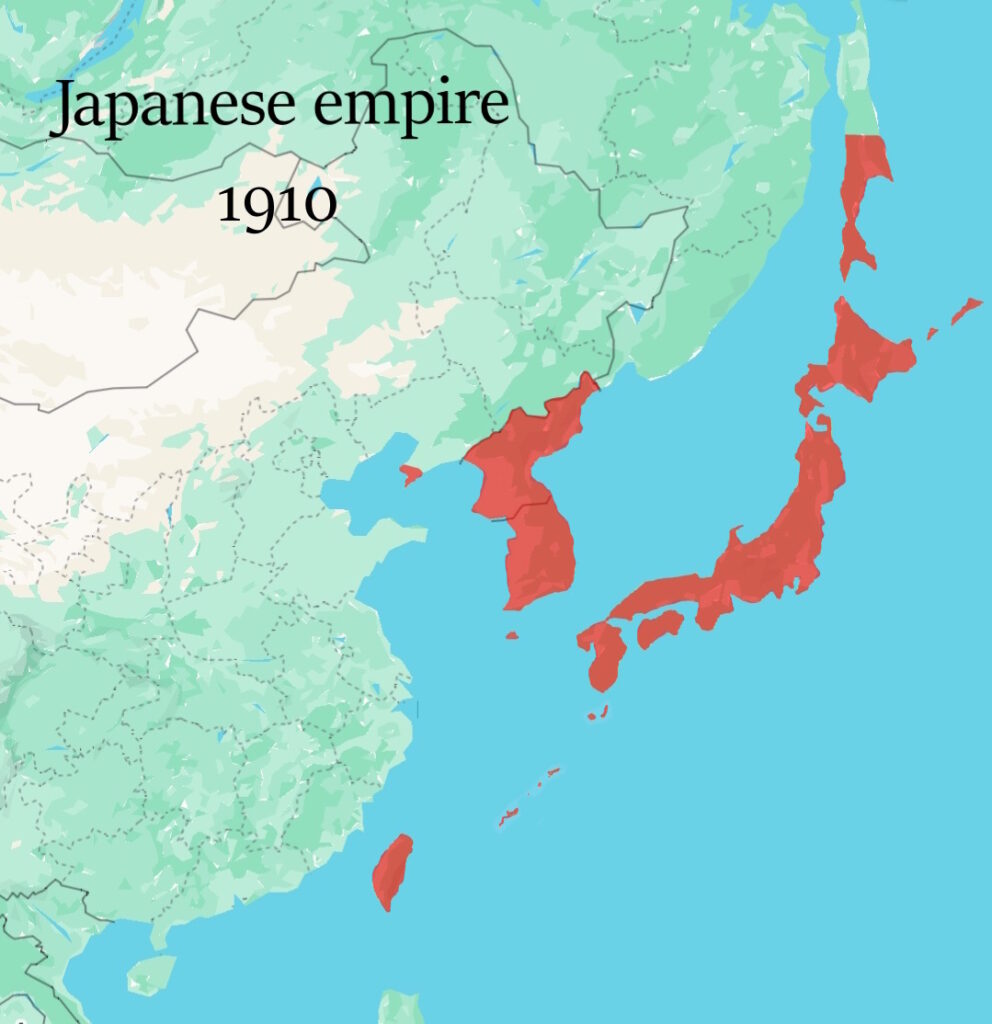 A map of the Japanese empire in 1910