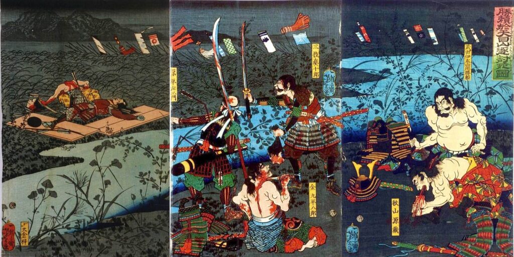 Takeda Katsuyori and his family commit ritualistic suicide atop Mount Tenmoku