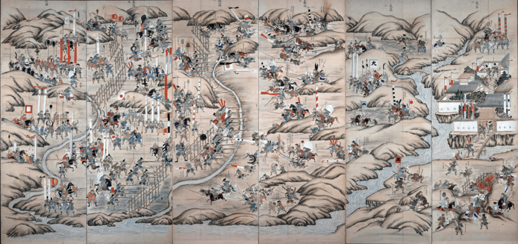 The Oda and Tokugawa armies facing the might of the Takeda cavalry at Nagashino