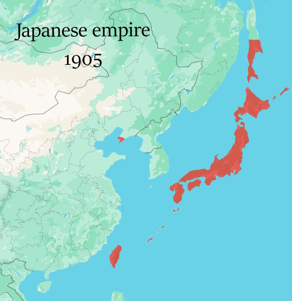 A map of the Japanese empire in 1905