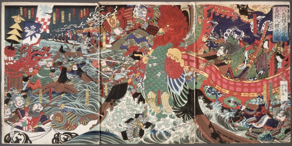 Minamoto no Yoshitsune finishes off the Taira army at Dannoura