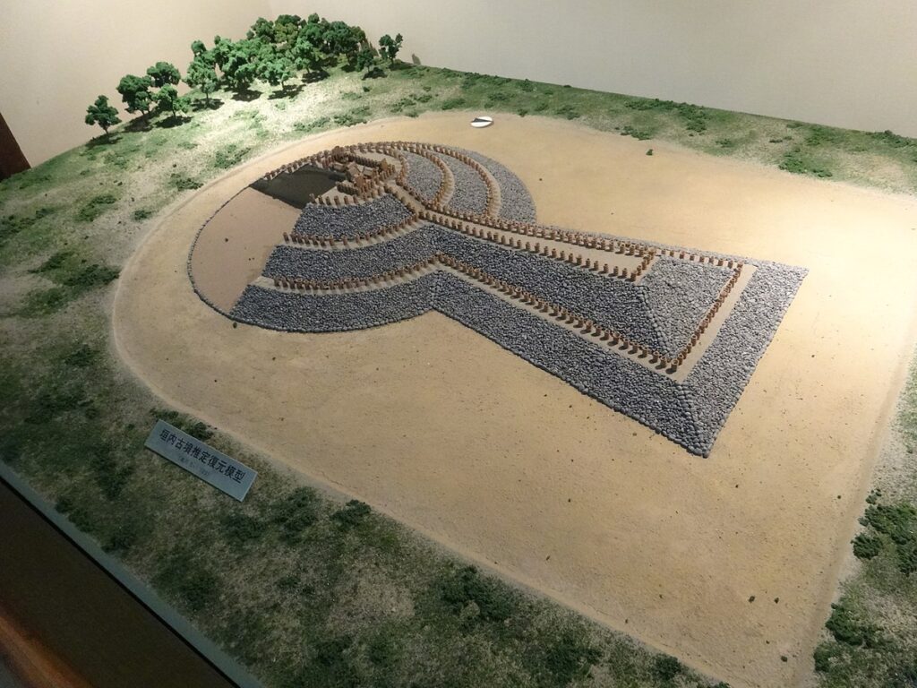 Model of a kofun as it would likely have appeared in the Kofun era.