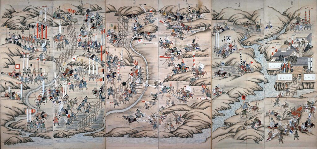 Folding screen depicting the Battle of Nagashino