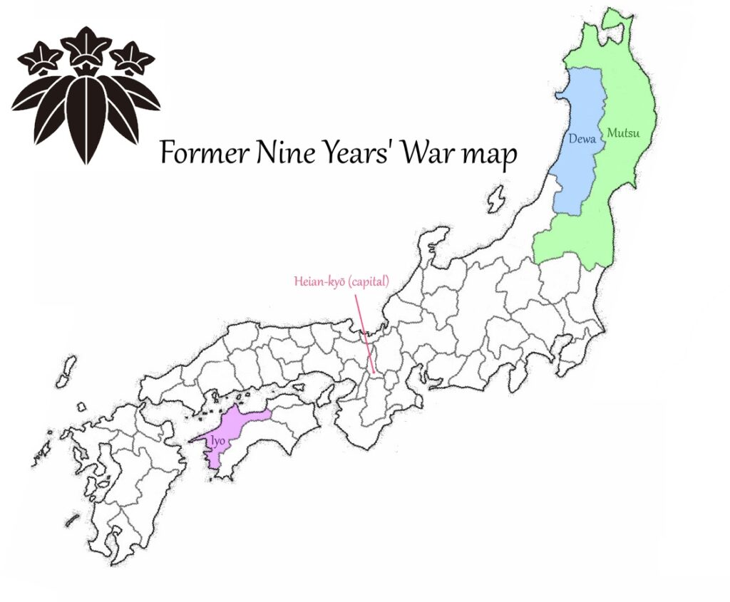 Map of the territories involved in the Former Nine Years' War