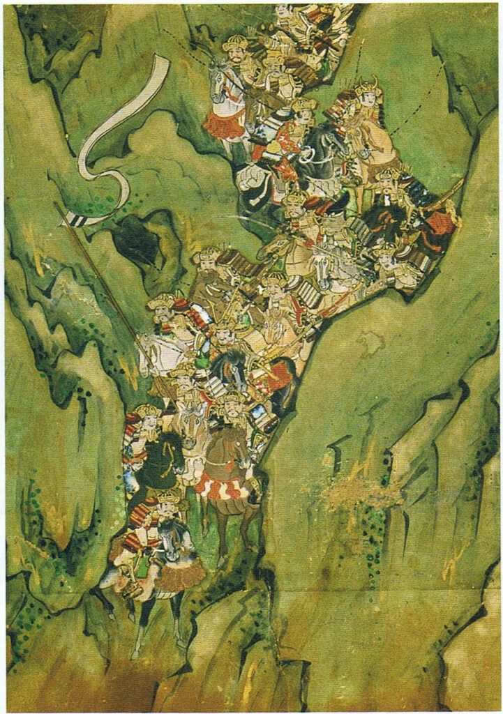 Yoshitsune leads his men down Hiyodori-goe - The Genpei War