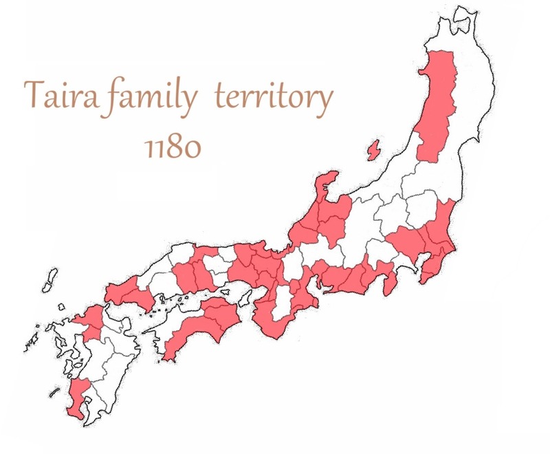 Map depicting the Taira clan's territory in 1180